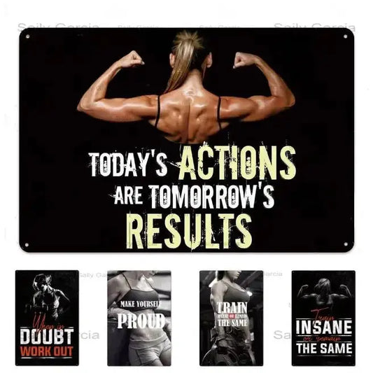 Gym Motivation Poster - Plaque Metal Wealthy Workbooks
