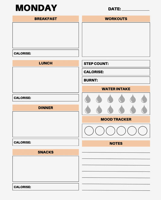 7 Day Food Diary Wealthy Workbooks