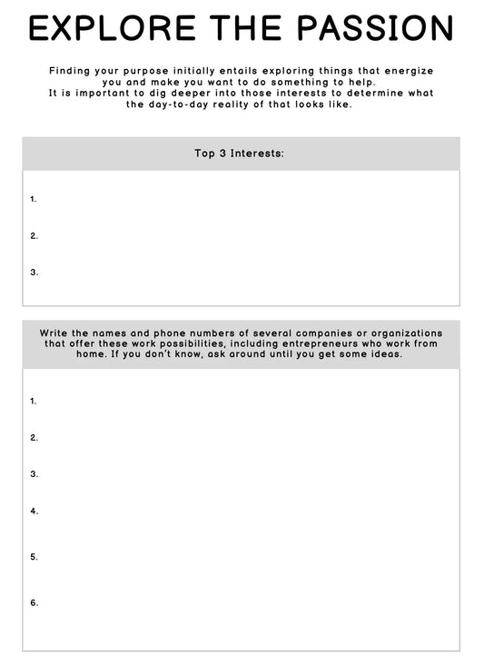 Find Your Passion Planner - Workbook Wealthy Workbooks