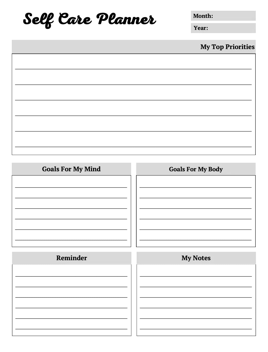 Health & Self Care Wealthy Workbooks