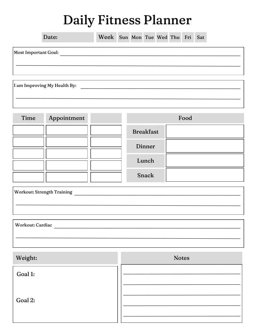 Health and Wellness Planner Wealthy Workbooks