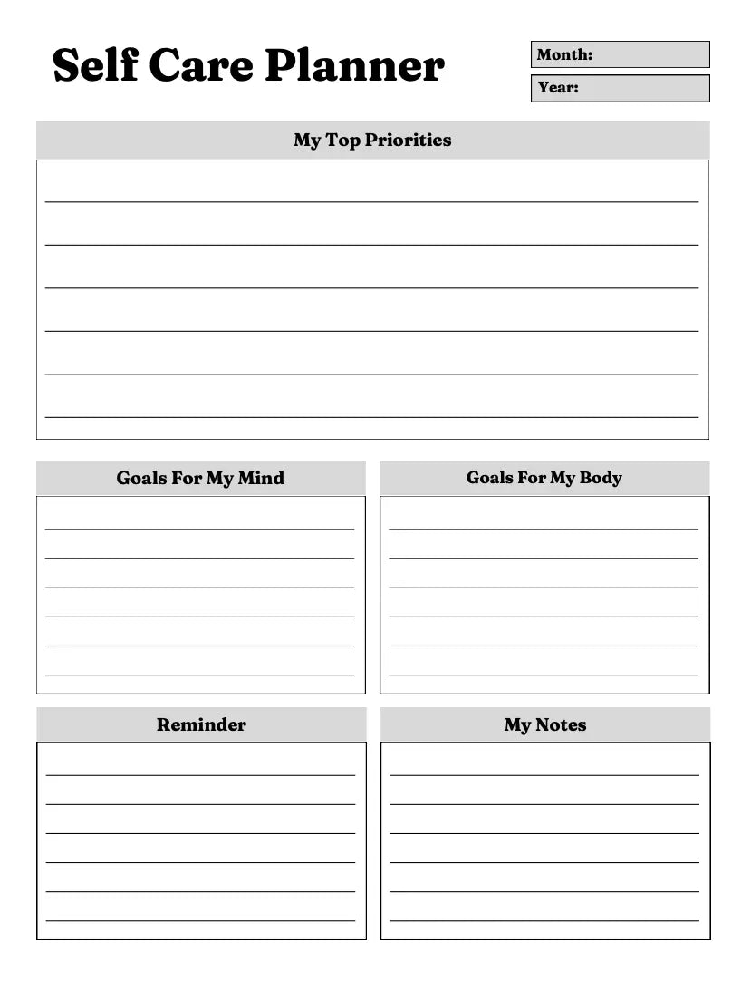 Mental Health and Self-Care Planner Wealthy Workbooks
