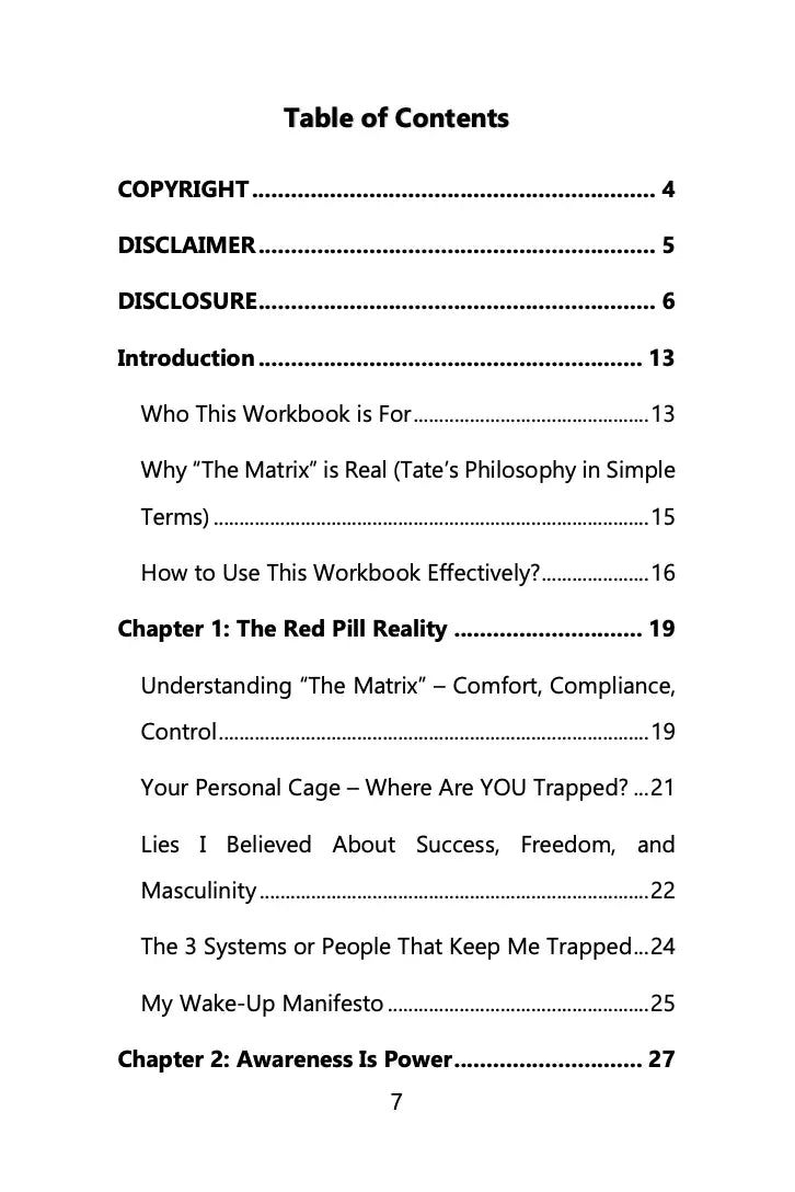 The Matrix - A Workbook Inspired By Andrew Tate Wealthy Workbooks