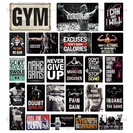 Gym Motivation Poster - Plaque Metal