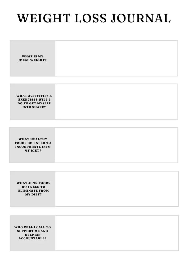 Weight Loss Planner Wealthy Workbooks