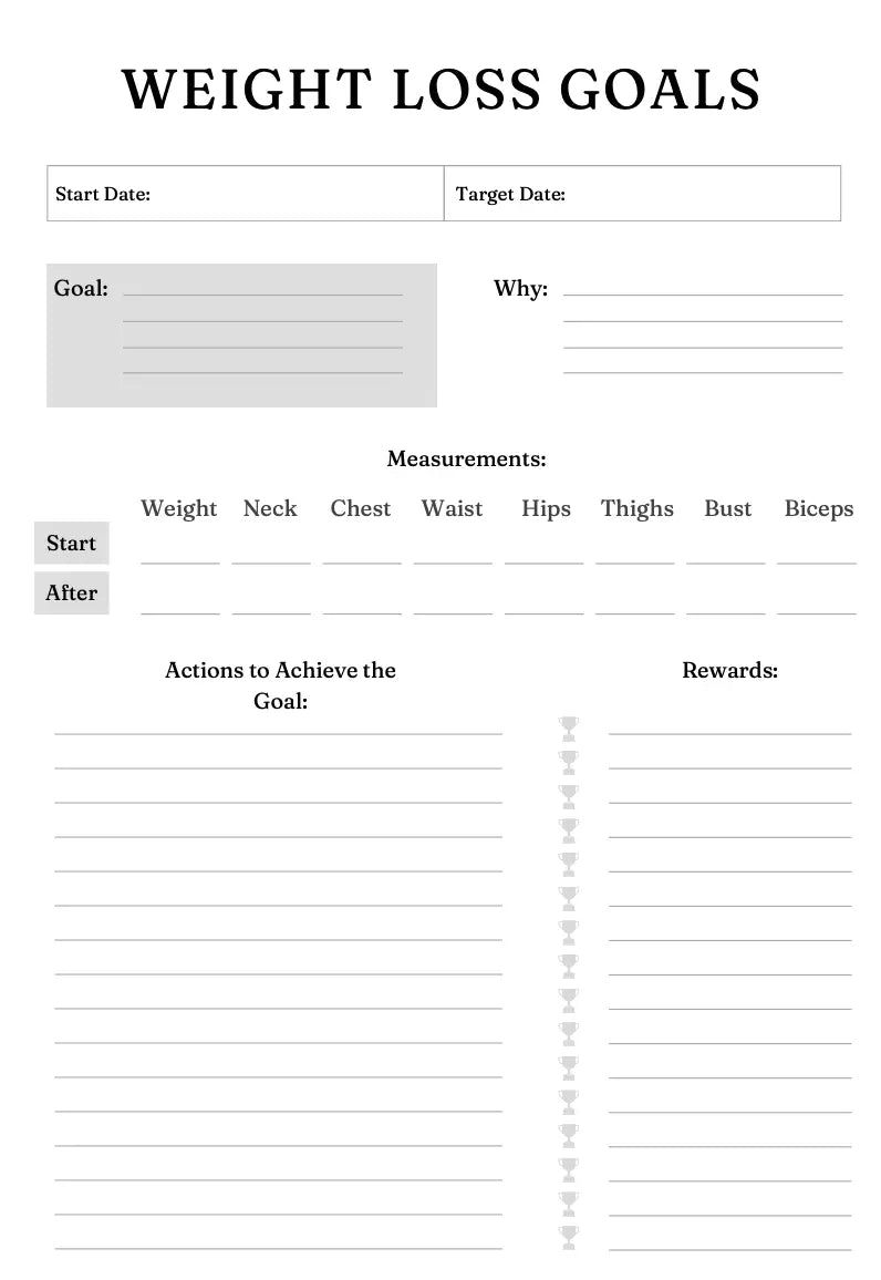 Weight Loss Planner Wealthy Workbooks