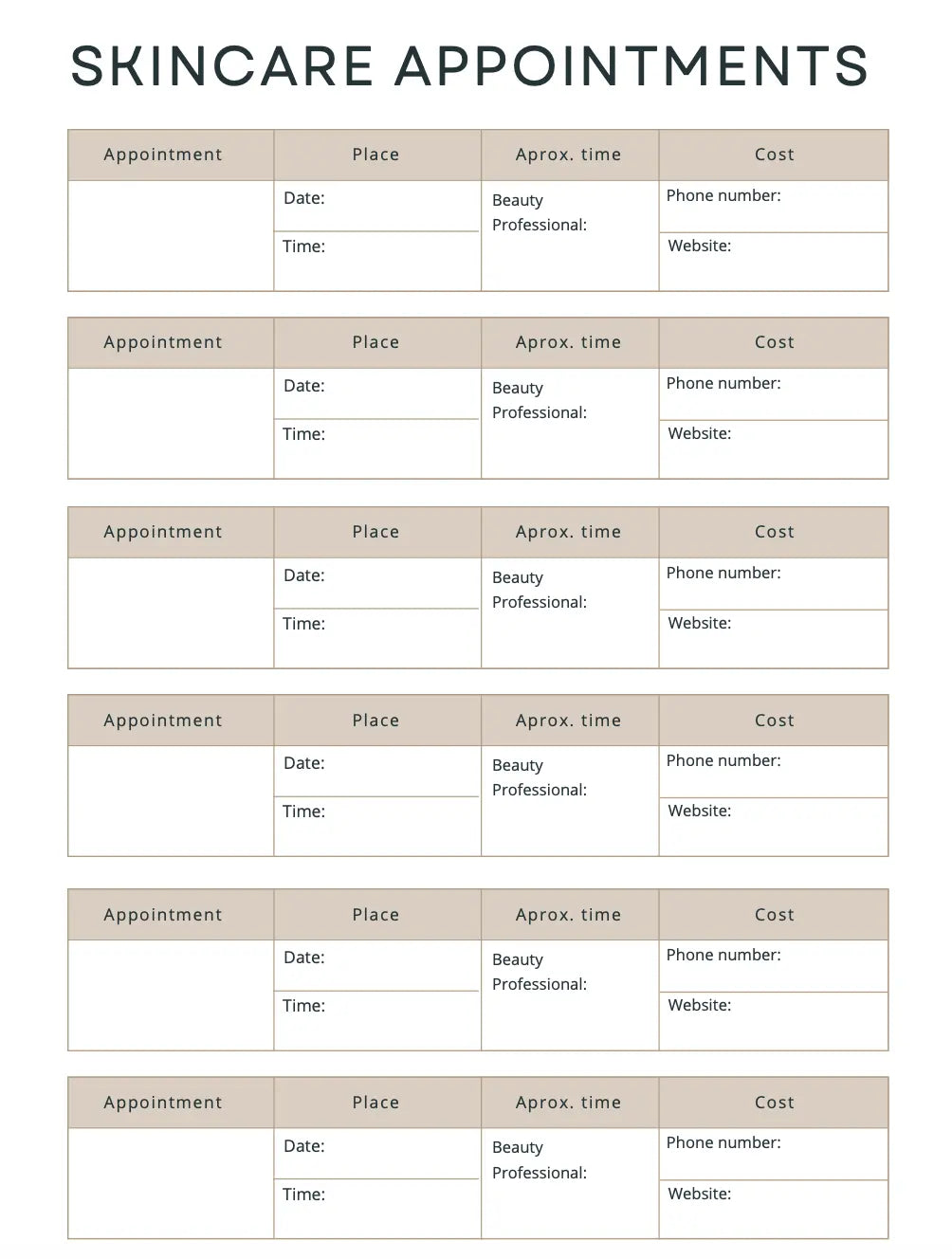 Self Care & Skin Care Planner Wealthy Workbooks