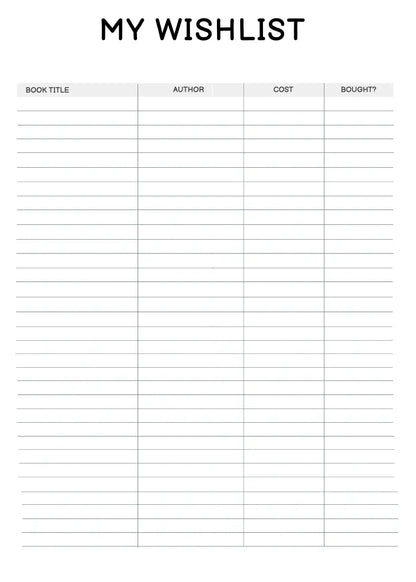 Reading Planner Wealthy Workbooks